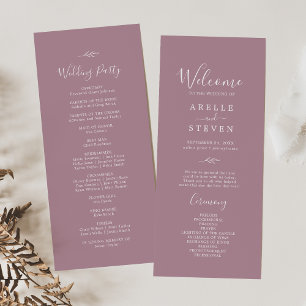 Mindestleaf Mauve Wedding Program Programm