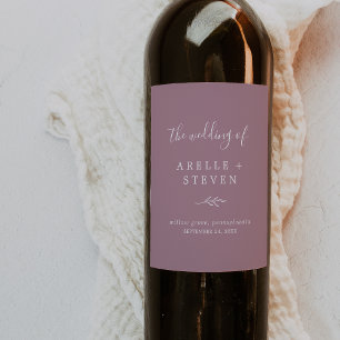 Mindestleaf   Mauve Wedding Wine Label Weinetikett