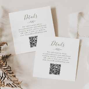 Mindestleaf   Olive Green QR Code Wedding Details Begleitkarte
