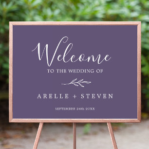 Mindestleaf Plum Lila Wedding Welcome Poster