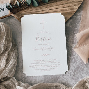 Mindestleaf   Rosa Taufe Einladung