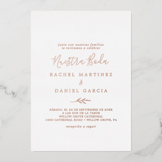 Mindestleaf | Rose Gold Foil Folieneinladung (Vorderseite)