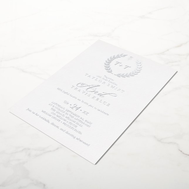 Mindestleaf | Rose Gold Foil Monogram Wedding Folieneinladung (Gedreht)