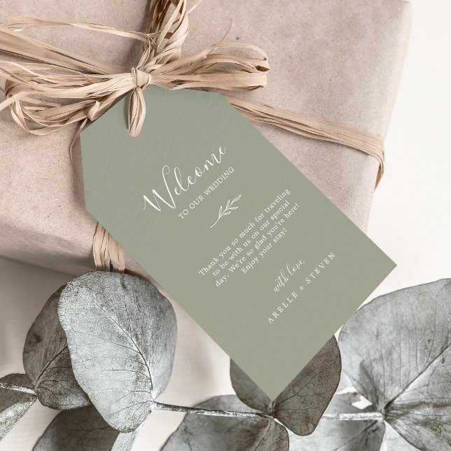 Mindestleaf | Sage Green Wedding Welcome Geschenkanhänger (Von Creator hochgeladen)
