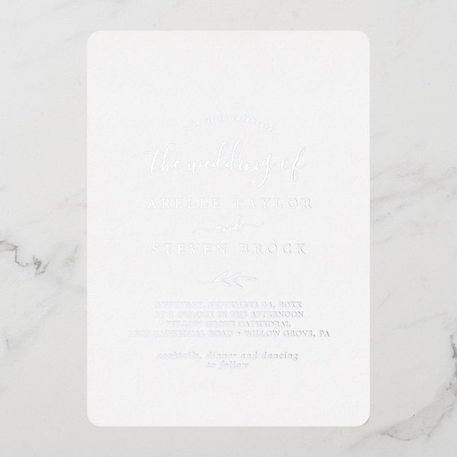 Mindestleaf | Silberstreifen bei der Hochzeit von Folieneinladung (Vorderseite)