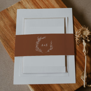 Mindestleaf Terracotta Monogram Wedding Einladungsbanderole