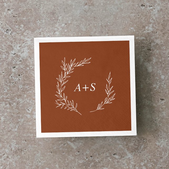 Mindestleaf | Terracotta Monogram Wedding Napkins Serviette (Von Creator hochgeladen)