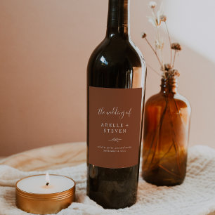 Mindestleaf   Terracotta Wedding Wine Label Weinetikett