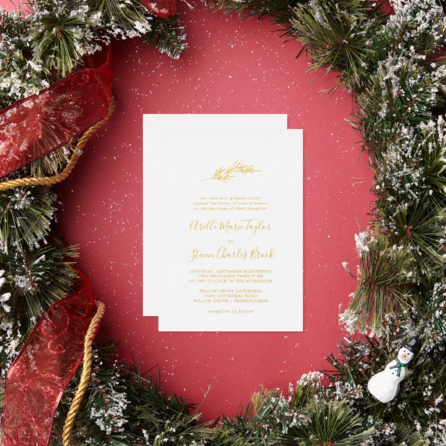 Mindestleaf | Traditionelle Hochzeit mit Gold Foil Folieneinladung (Insitu)
