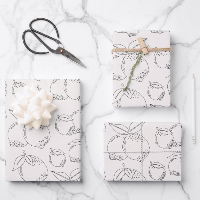 Mindestlinie für den Zitronenfruchtmarkt Geschenkpapier Set (Vorderseite)
