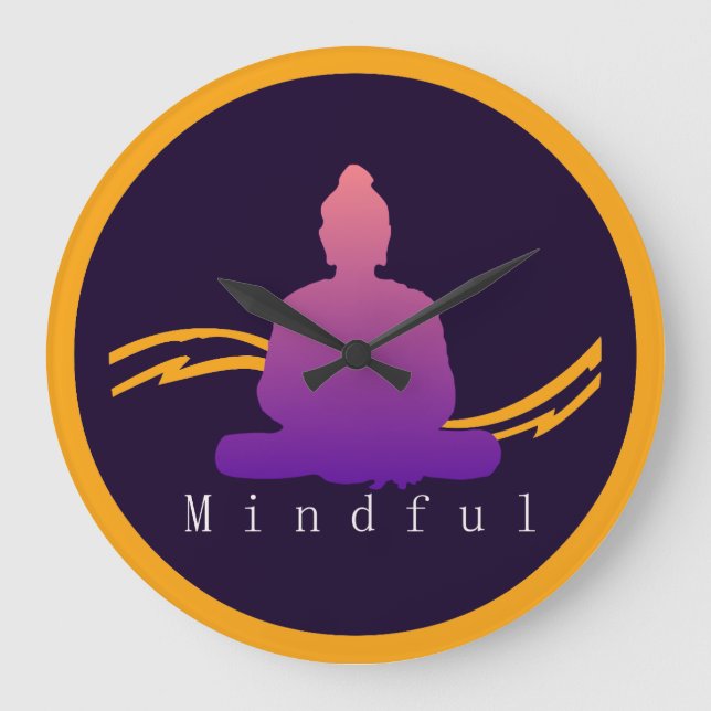"Mindful" Beautiful Buddha Wall Clock. Große Wanduhr (Vorderseite)