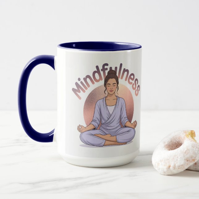 Mindfulness Meditation Mug Navy Blue Combo Tasse (Mit Donut)