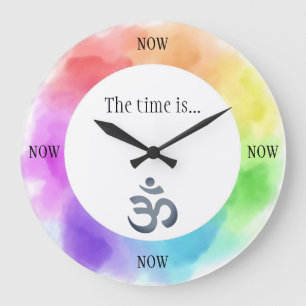 Mindfulness-Uhr mit Chakra u. OM-Hintergrund Große Wanduhr