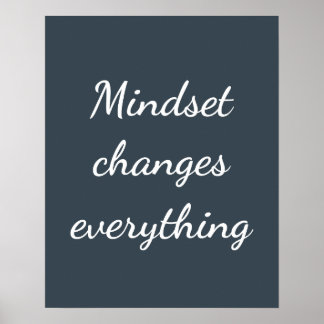 Mindset Changes Everything Modern Midnight Navy Poster
