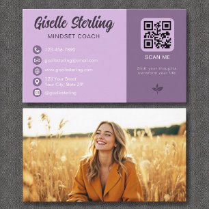 Mindset Coach Lavender Lila QR Code Foto Visitenkarte