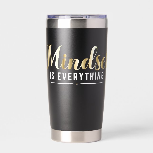 "Mindset is Everything" Gold Inspiration Zitat Thermobecher (Vorderseite)