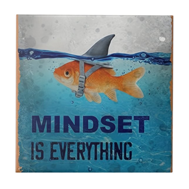 Mindset Is Everything Motivational Goldfish  Fliese (Vorderseite)