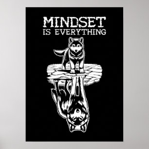 Mindset ist alles, Wolf - Fitness, Hustel, Erfolg Poster