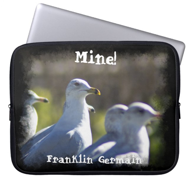 Mine! Seagull an der Rail Black Edge Laptopschutzhülle (Vorderseite)