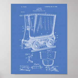 Mine Trolley 1903 Patent Kunst Blaupause Poster