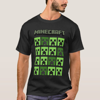 Minecraft Creeper Grid Block Pixel Art T-Shirt