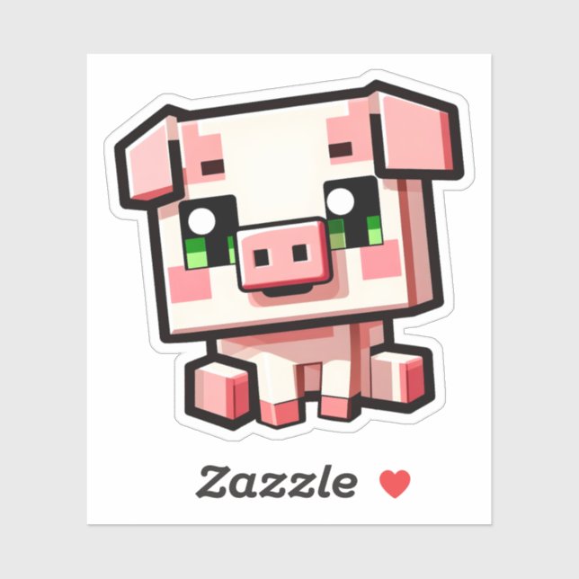 Minecraft, Niedliches Schwein, Minecrafter, Aufkle Aufkleber (Blatt)