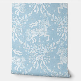 Mineral Blue Rococo Carousel Horses & Florals  Tapete