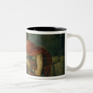 Minerva, der ihr Neid im Polierschild zeigt Zweifarbige Tasse