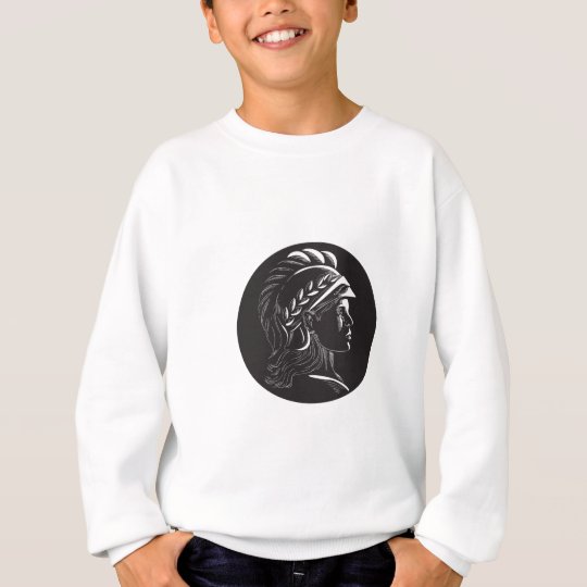 Minerva Hauptseitenprofil-Oval-Holzschnitt Sweatshirt