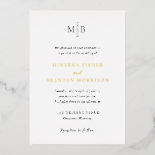 Minerva Moderne Elegante Hochzeit Folieneinladung