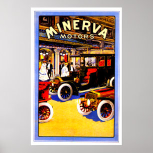 Minerva ~ Vintage belgische Automobil-Anzeige Poster