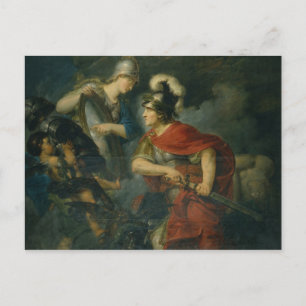 Minerva zeigt ihren Neid im polierten Schild Postkarte