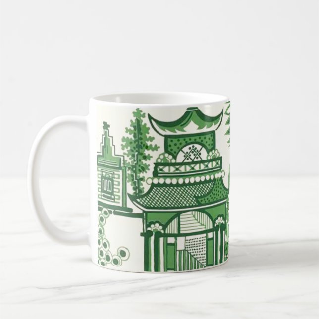 MIng Dynasty Jade Green Pagoda Chinoiserie Kaffeetasse (Links)