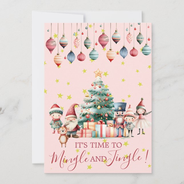 Mingle & Jingle Christmas Ornament Party Einladung (Vorderseite)