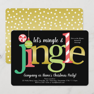 Mingle & Jingle Red Gold Black Christmas Party Einladung