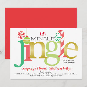 Mingle & Jingle Red Gold Holiday Christmas Party Einladung