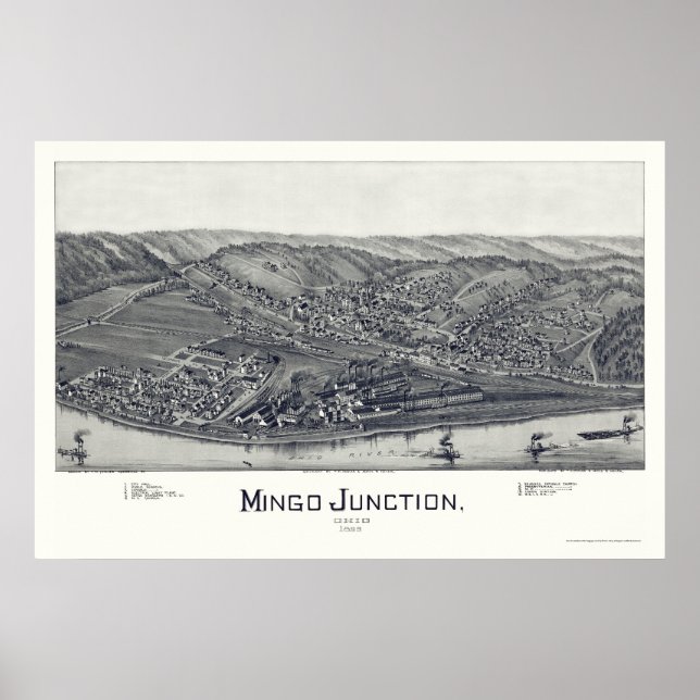 Mingo Junction, OH Panorama Karte - 1895 Poster (Vorne)