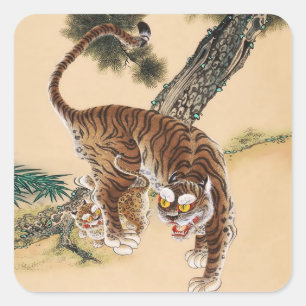 Minhwa Korean Ugly Tiger Quadratischer Aufkleber