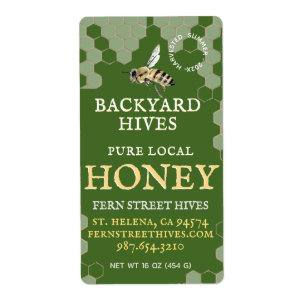 Mini 2"x 3,75" Backyard Honey Label mit Biene