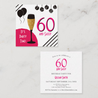 MINI | 60 Künstlerische, rosa Schwarz-Gold-Einladu Mitteilungskarte