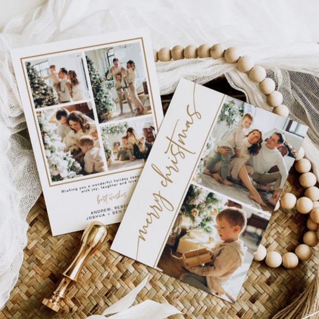 Mini 6 Photo Carte de Noël moderne Or élégant (Créateur téléchargé)