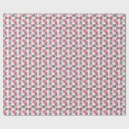 Mini Abstrakt Gingham Pink und Grau Geschenkpapier