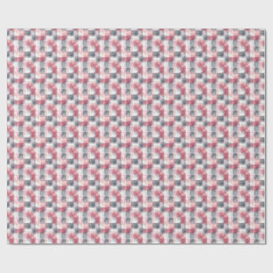Mini Abstrakt Gingham Pink und Grau Geschenkpapier