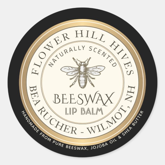 Mini Apiary Heraldic Bee Lip Balm ou Étiquette de  (Devant)