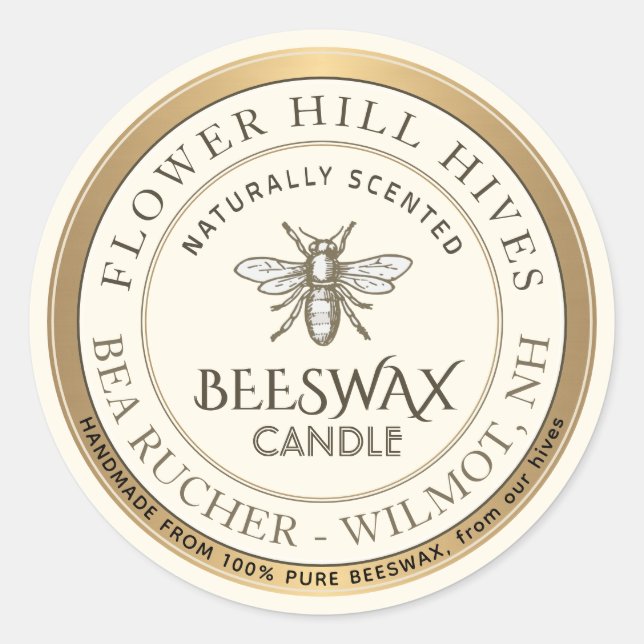 Mini-Apiary-Heraldic-Bienenwachs-Kerze Runder Aufkleber (Vorderseite)