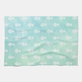 Mini Aqua Blue Watercolor Tropische Ananas Geschirrtuch