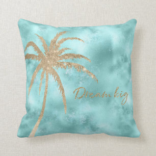 Mini Aqua Goldpalme Glitzer       Kissen
