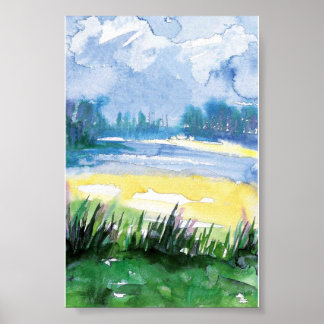 Mini-Aquarelllandschaft Poster