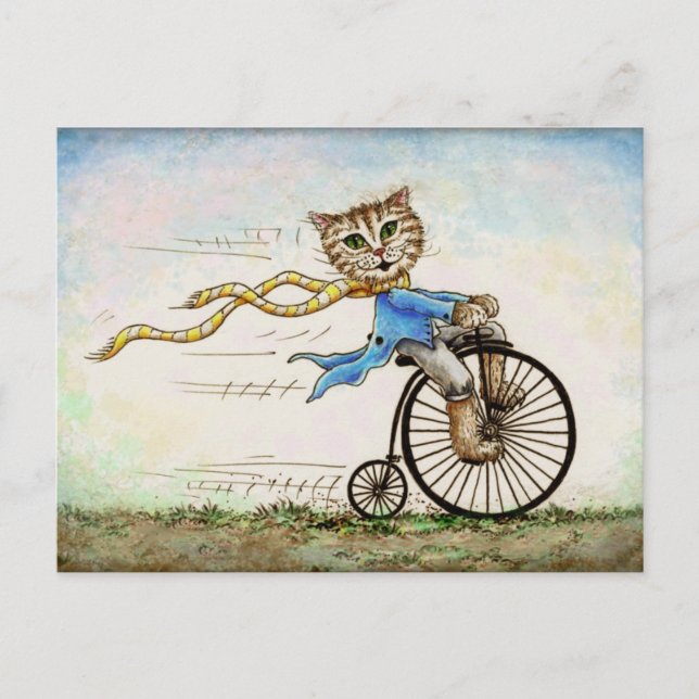 Mini Art Cat Bicycle AltModisch Postkarte (Vorderseite)