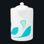 Mini-Art Teapot<br><div class="desc">Türkisfarbene Menthol-Blätter dekorieren auf diesem weißen Teekessel.</div>